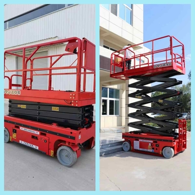 OEM ODM Aerial Platform Lift Pengangkat Gunting Warna Merah 12m