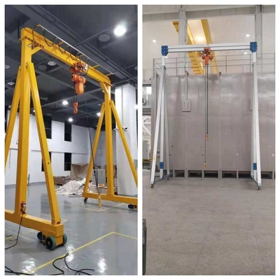 Mobile Aluminium Alloy Digunakan Gantry Crane Listrik Portabel Dengan Chain Hoist 3T 5T