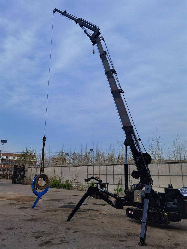 1 Ton 3 Ton 5 Ton Spider Crane Mini Crawler Mobile Crane Mini Crawler Crane Dengan Telescopic Boom 4