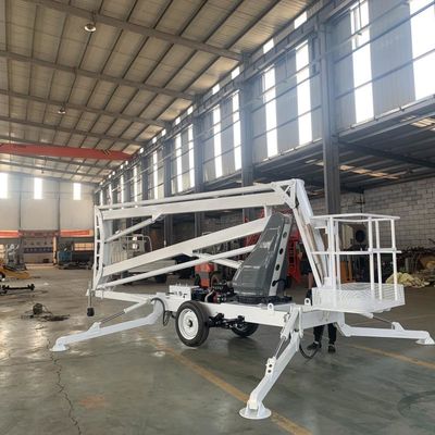Lengan Lipat Platform Angkat Otomatis Listrik Boom Lift yang Bisa Ditarik
