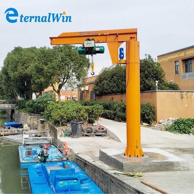 Platform bengkel kantilever tanah dinding dipasang kolom kuning merah crane jib industri