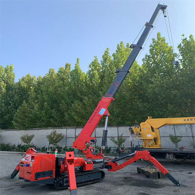 Listrik Dan Diesel Power Spider Crawler Crane Dalam Merah